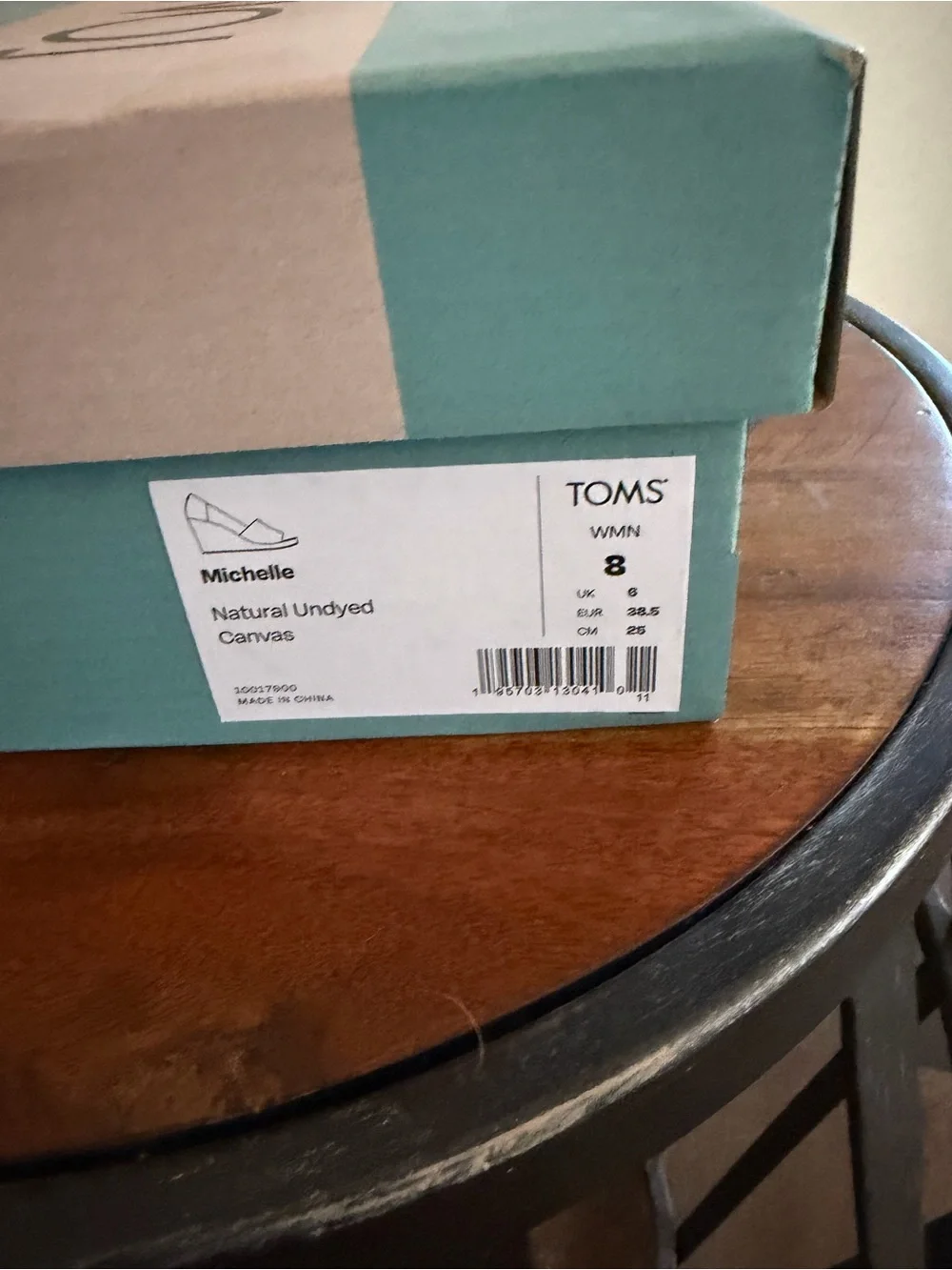 NIB-Toms Natural Canvas Peep-Toe Espadrille Wedges - Beige